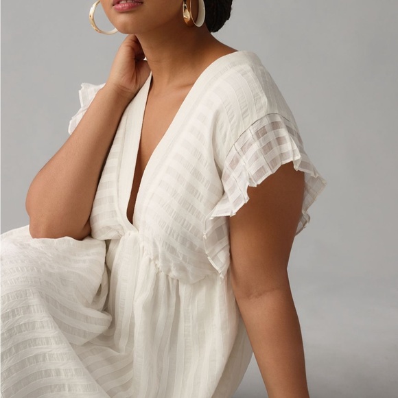 Anthropologie White V-Neck Dress size XL - Picture 6 of 10